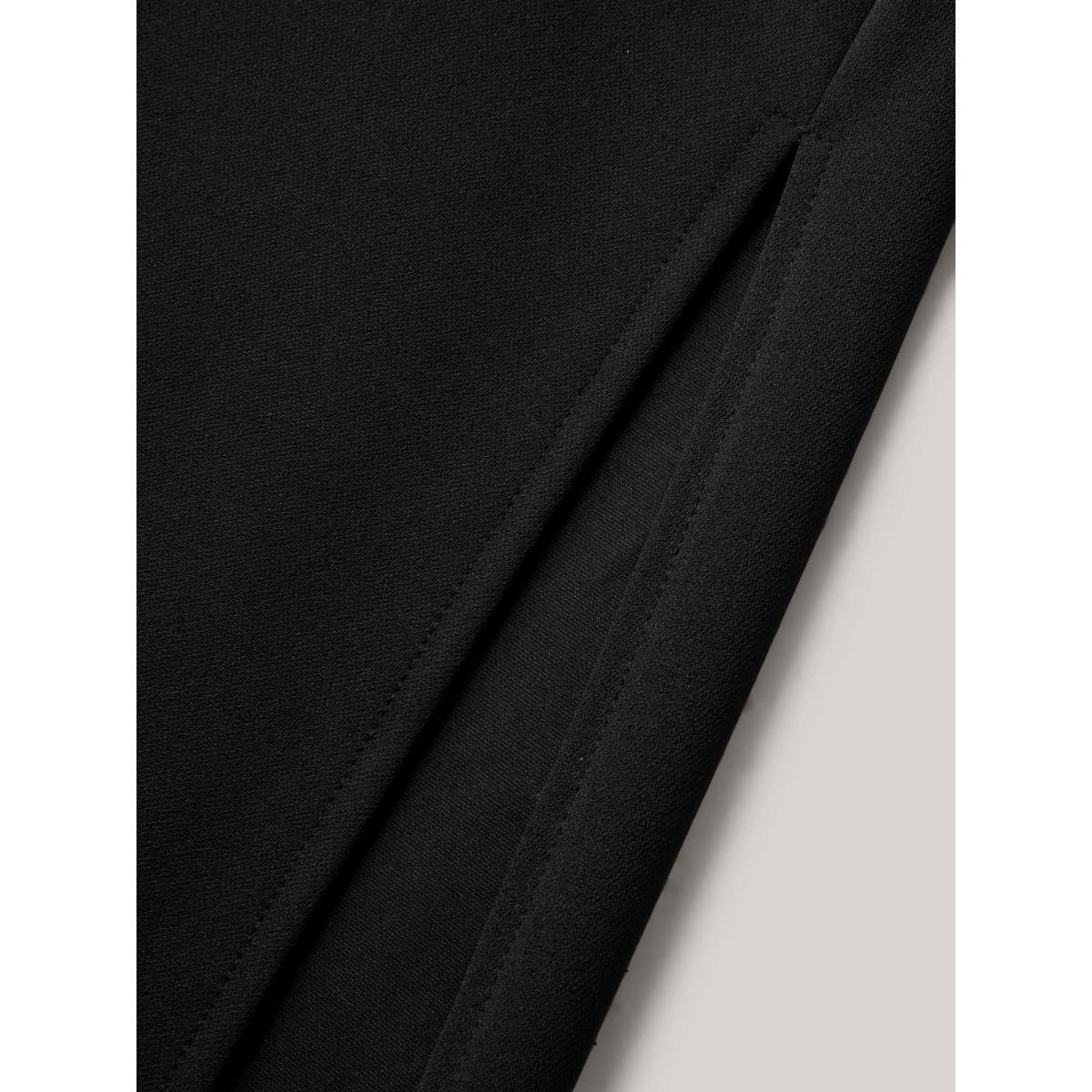 Plus Size Side Slit Straight Fit Maxi Skirt Women Pureblack No stretch Side seam pocket Everyday-Elegant Skirts BloomChic 18-20/2X Product Image