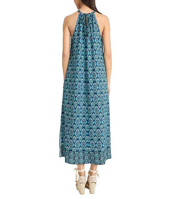 The Good Journey Halter Tie Neck Printed Crepe De Chine Maxi Dress Product Image