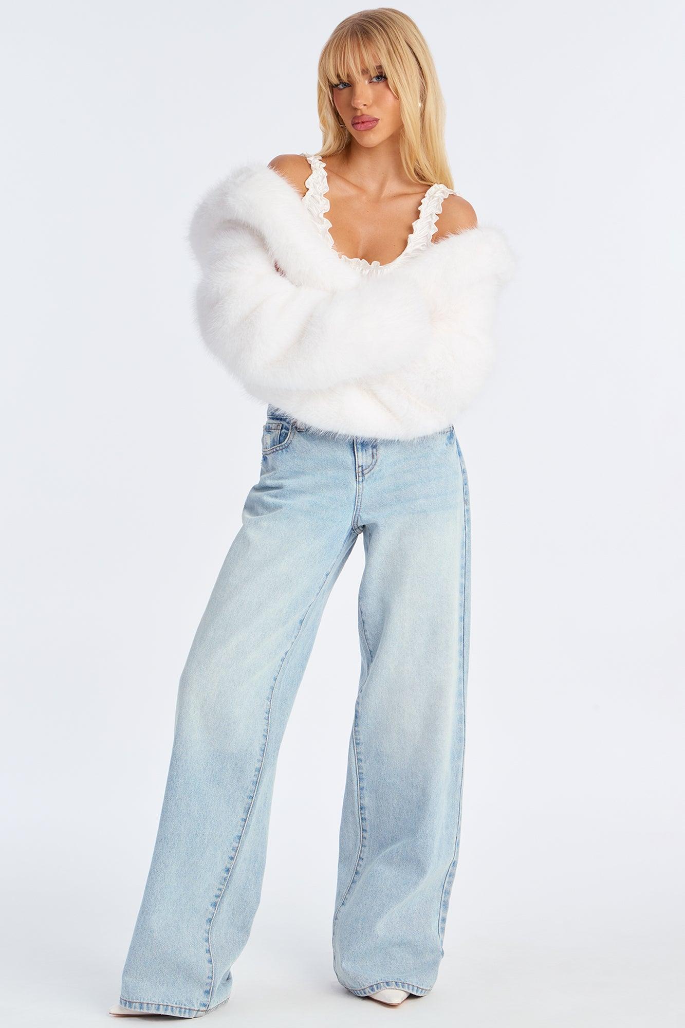 Soft Love Faux Fur Cropped Coat - White Female Product Image
