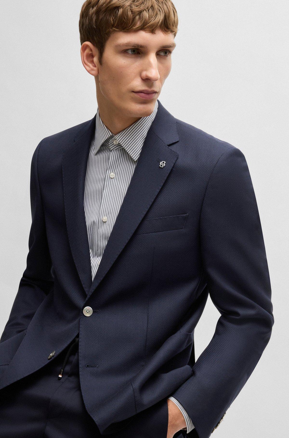 Regular-fit suit jacket in micro-patterned virgin wool Product Image