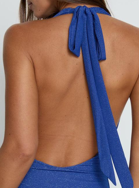 Jazminah Halter Cowl Neck Maxi Dress Royal Blue Product Image