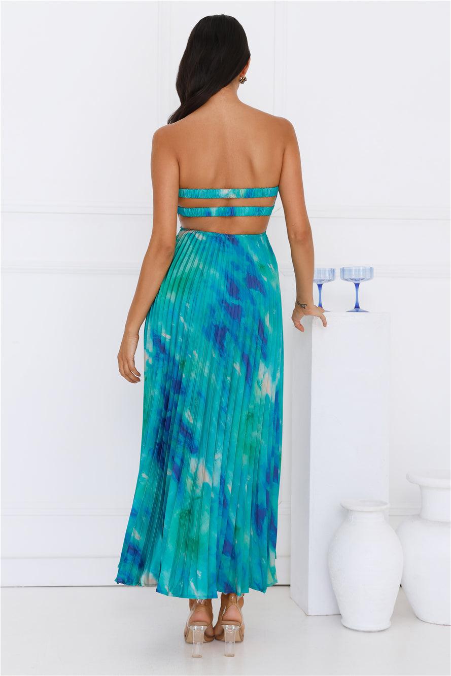 Twist And Turn Strapless Maxi Dress Green Product Image