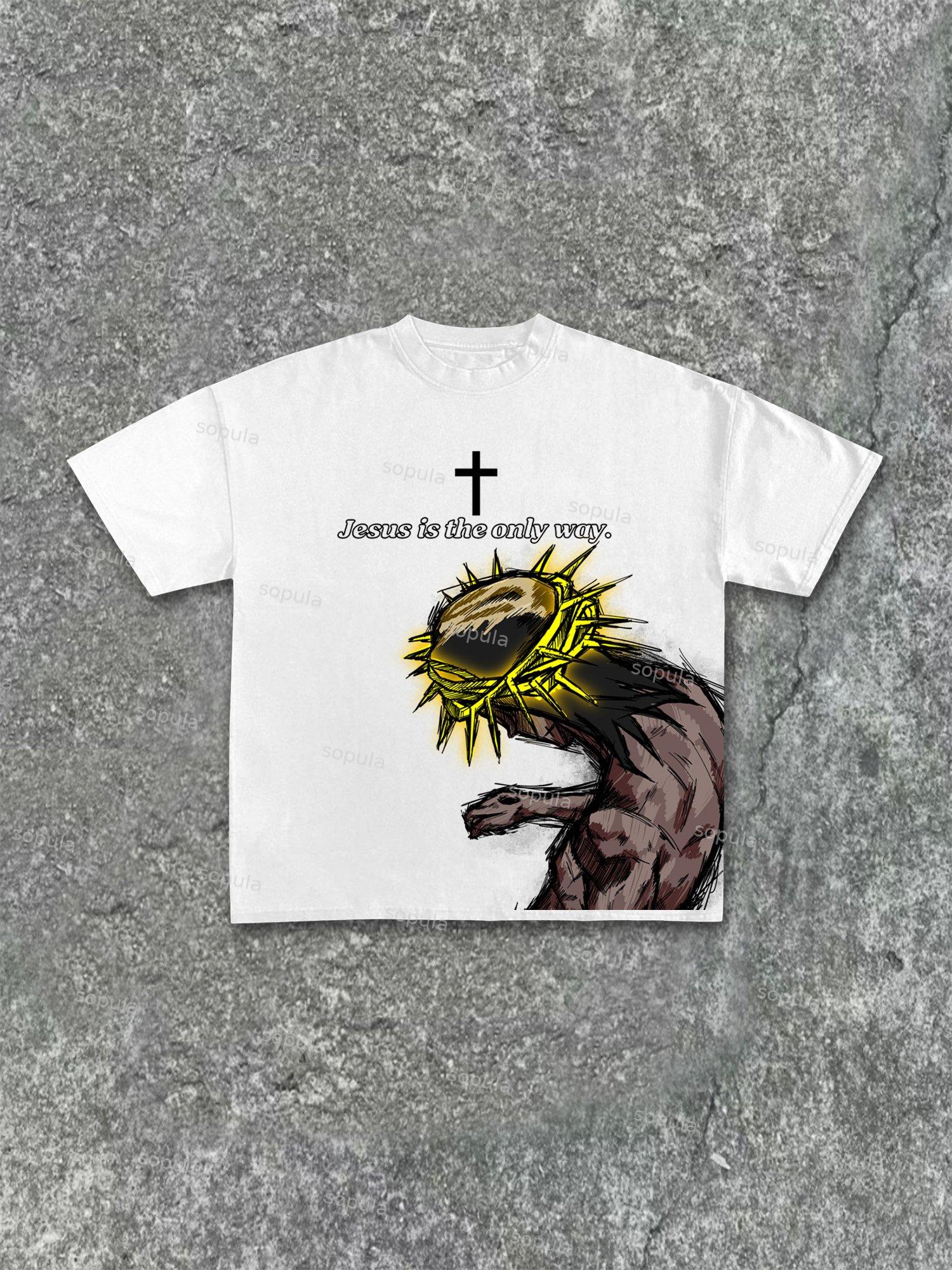 Jesus Is The Only Way Graphic Cotton T-shirt Product Image