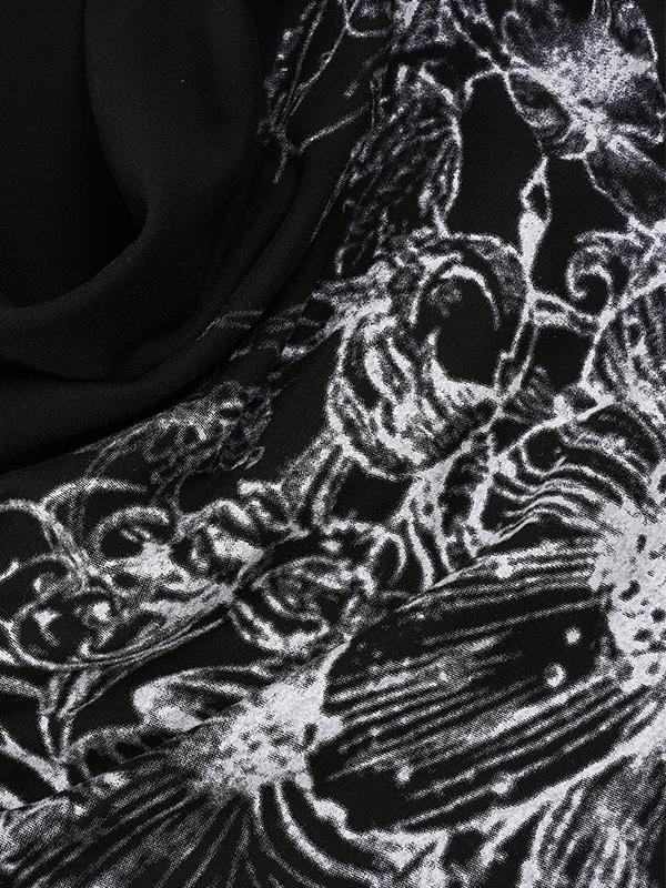 Dark Retro Print Casual Top Product Image