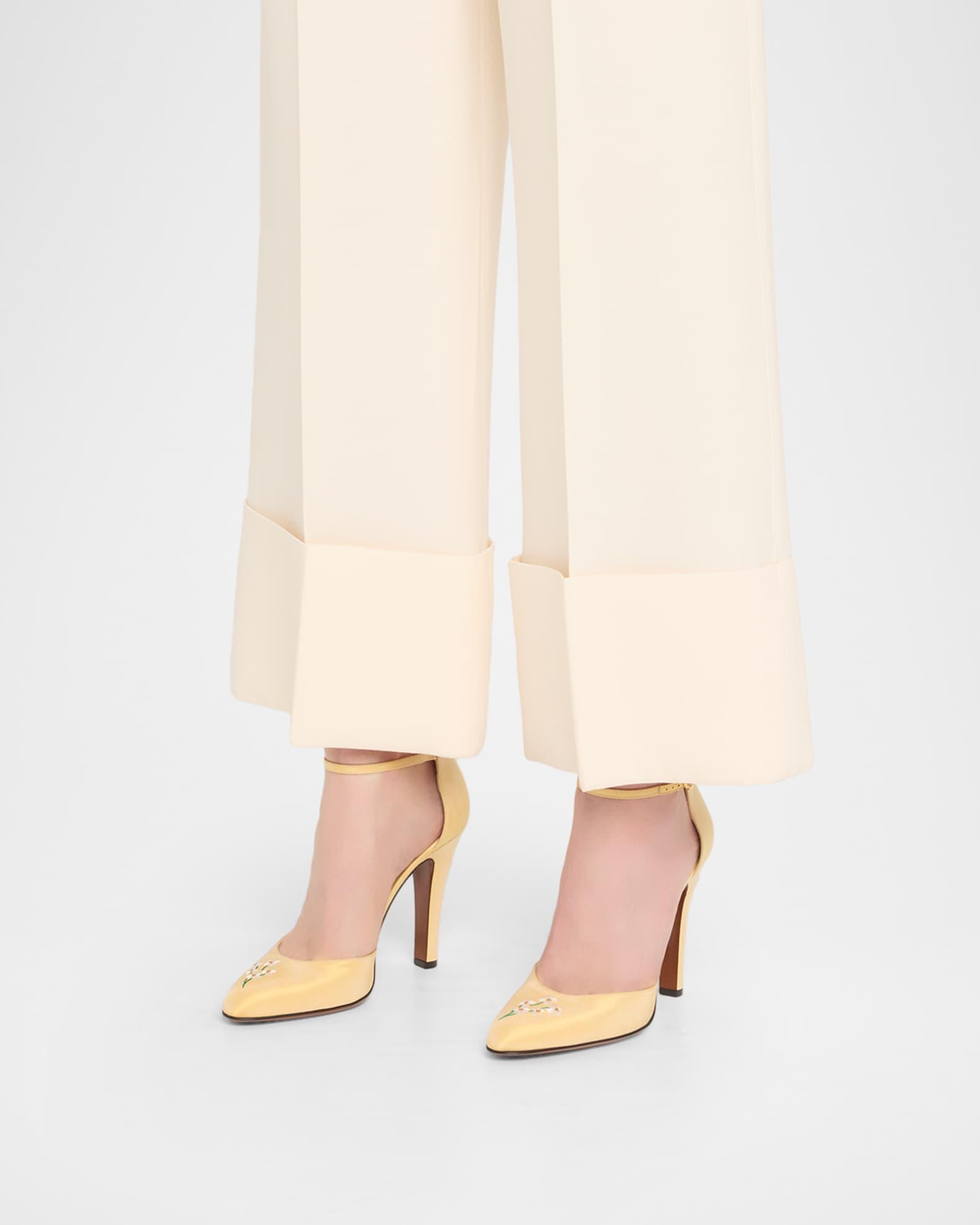 Hi Dolly Daisy Embroidered Satin Pumps  Product Image