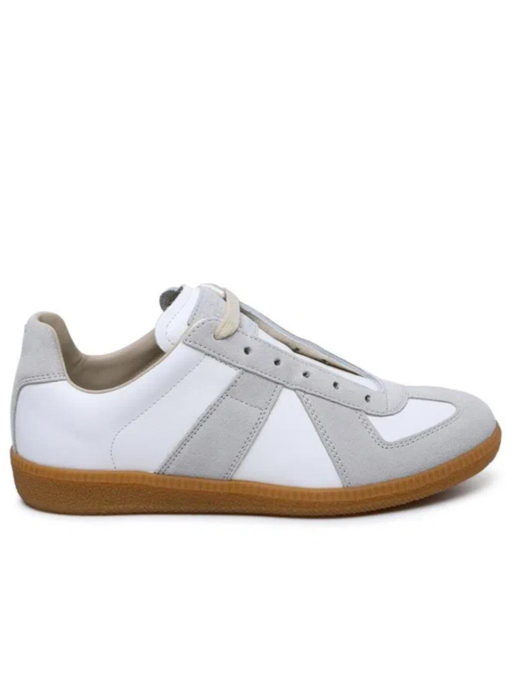MAISON MARGIELA Replica Leather And Suede Sneakers In White Product Image