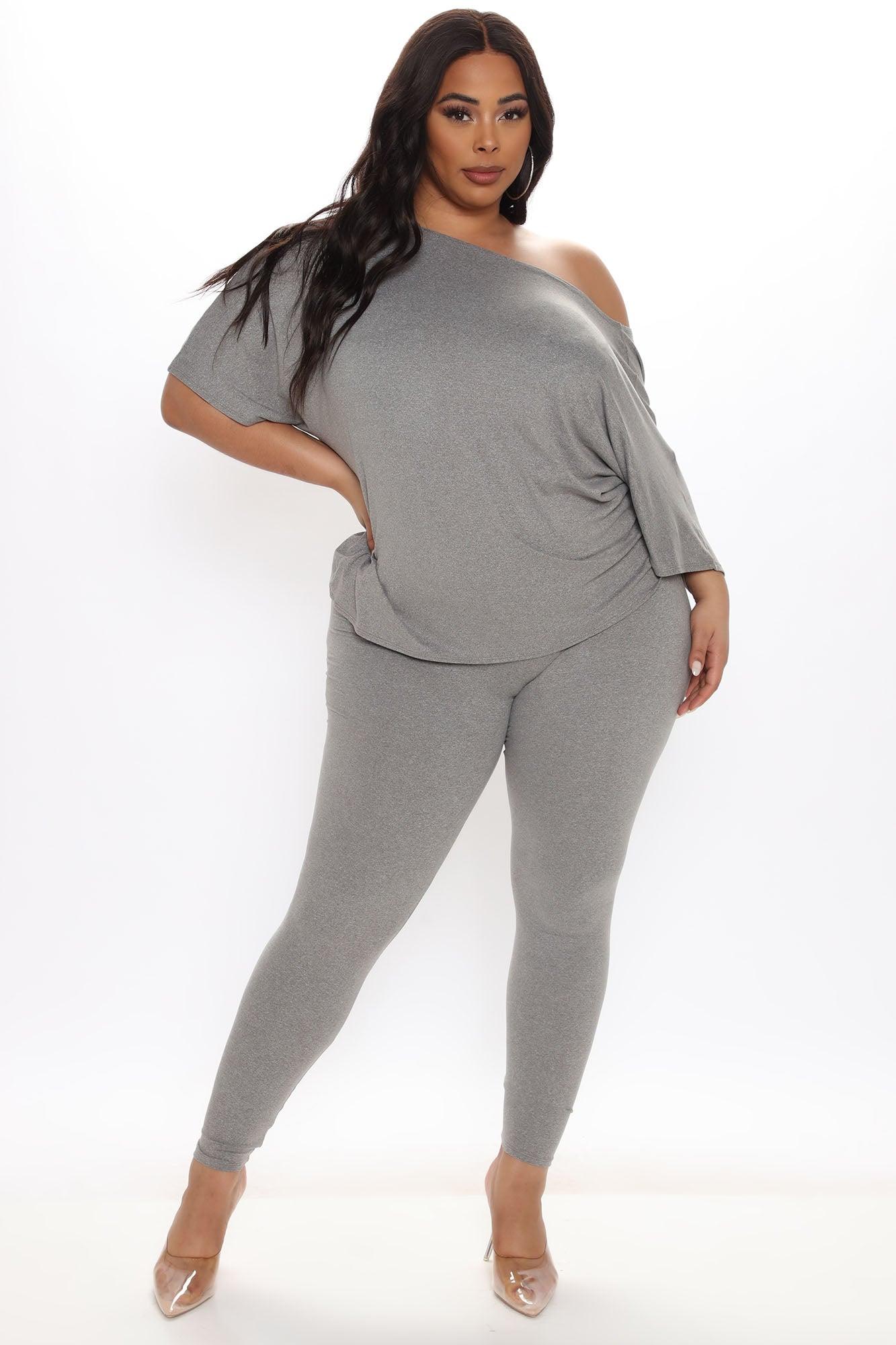 Don't Get This Twisted Short Sleeve Pant Set - Heather Grey Product Image