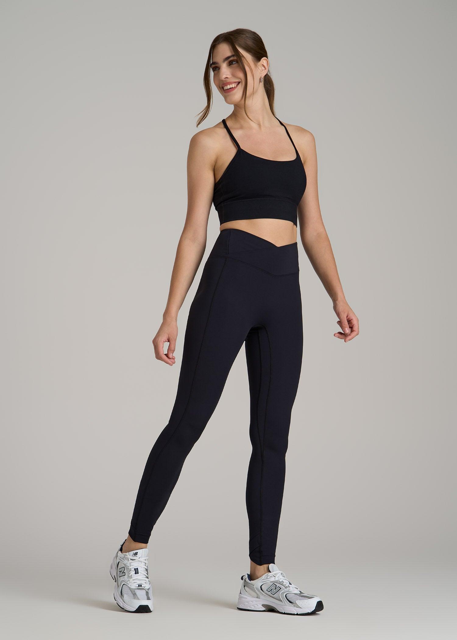 Balance Cross Over Leggings for Tall Women in Black Female Product Image