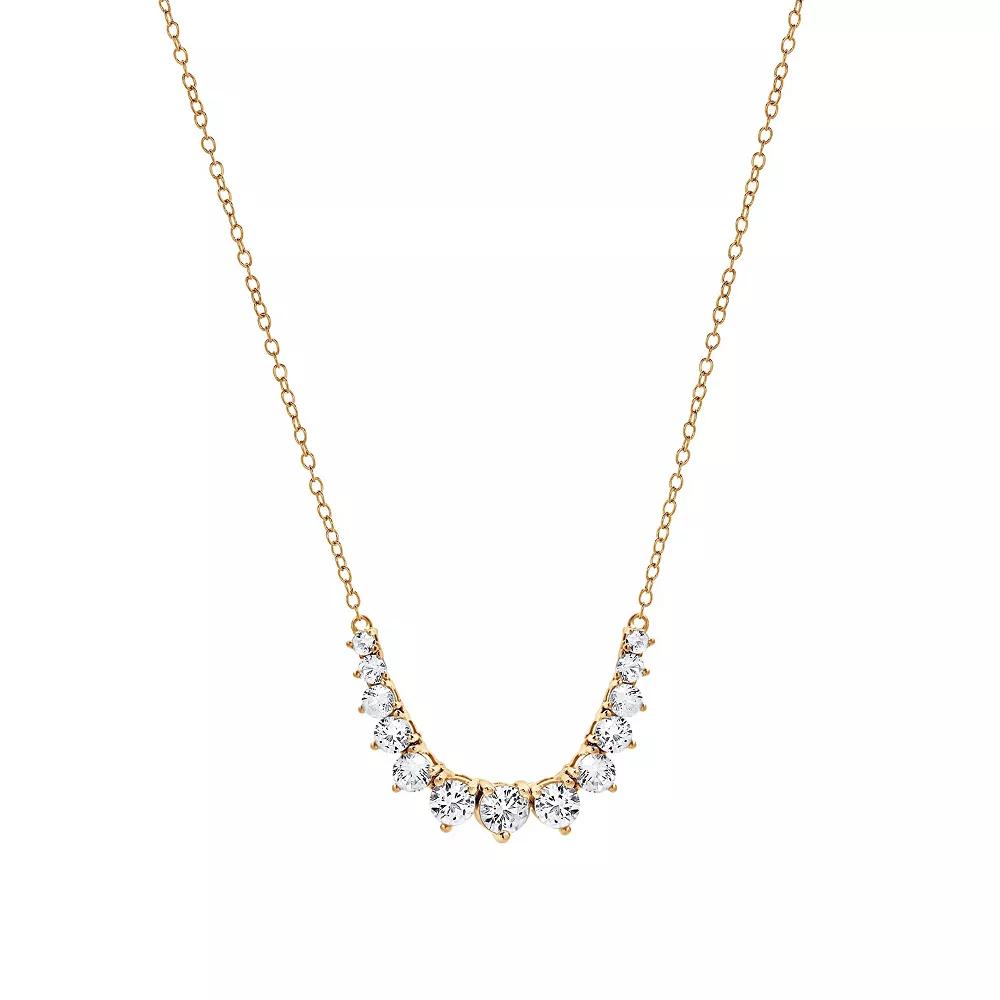Gemstone Brilliance Lab-Created White Sapphire Graduated Necklace, Women's, Size: 18", Gold Tone Product Image