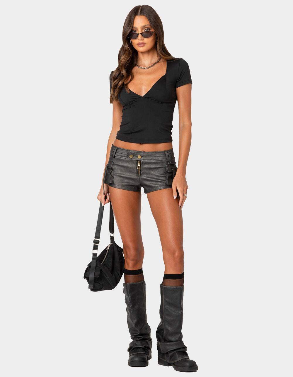 EDIKTED Katia V-Neck Top - BLACK Product Image