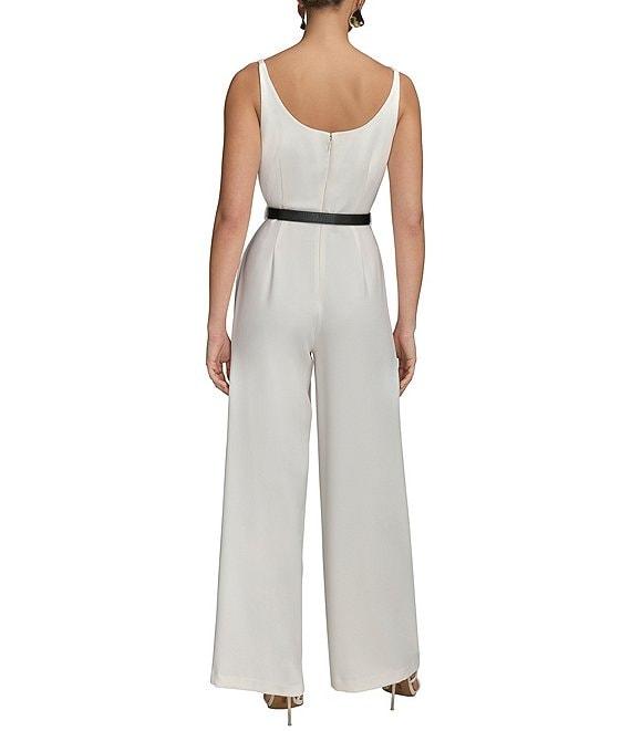 Donna Karan Sleeveless Square Neck Belted Jumpsuit Product Image