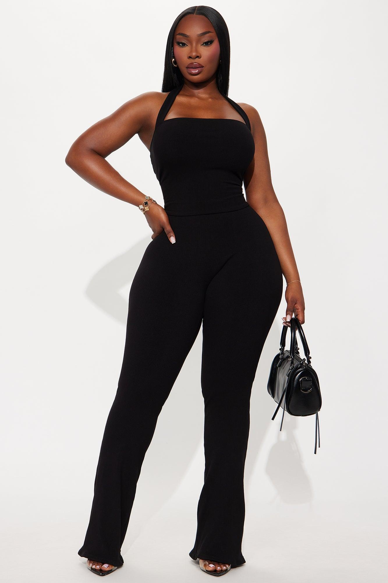Amara Snatched Halter Jumpsuit - Black Female Product Image