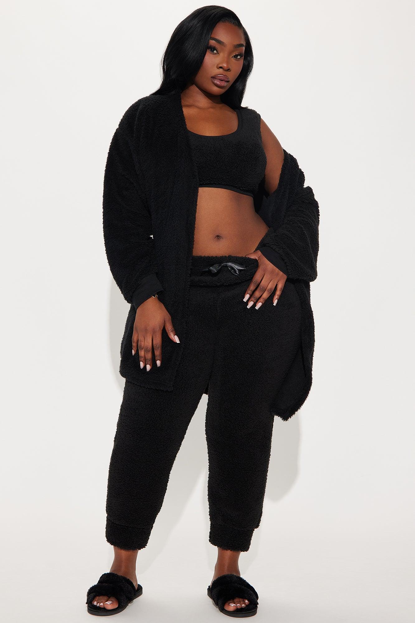 Cloud Kissed Sherpa PJ Robe Set - Black Product Image