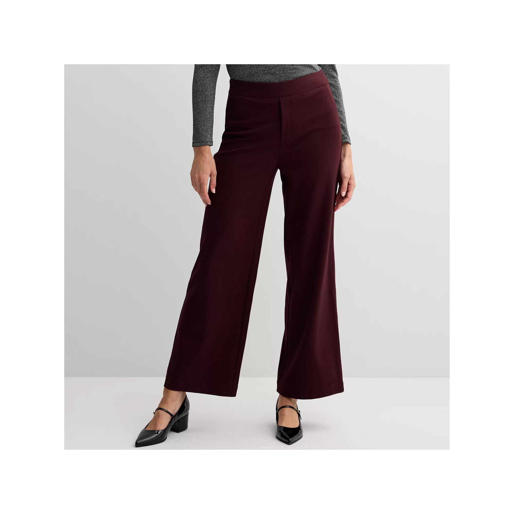 Womens Nine West High-Rise Wide-Leg Ponte Pants Proteus Purple Product Image