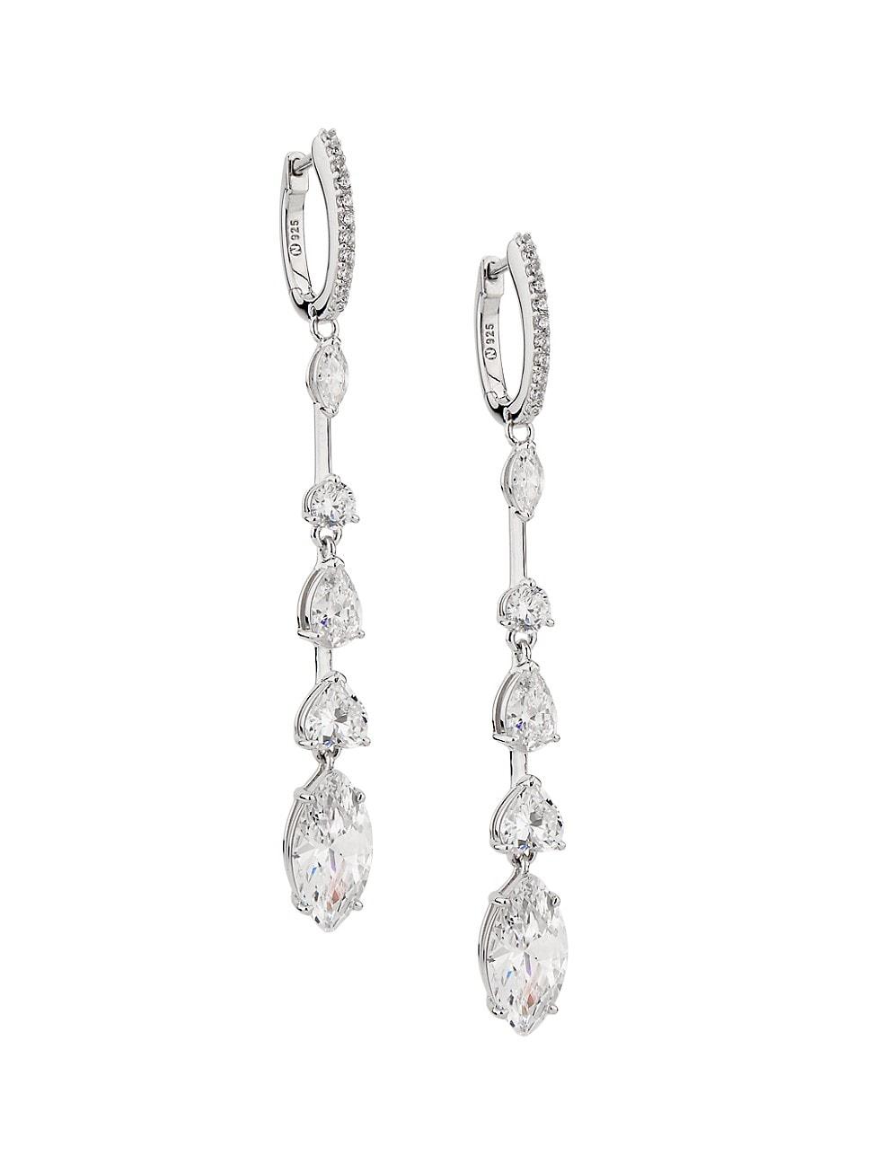 Womens Impress Sterling Silver & Cubic Zirconia Linear Drop Earrings Product Image