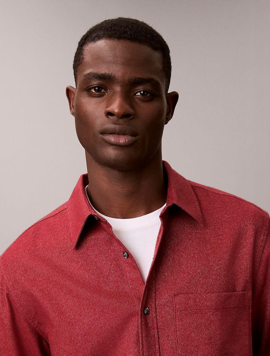 Melange Flannel Relaxed Button-Down Shirt Product Image