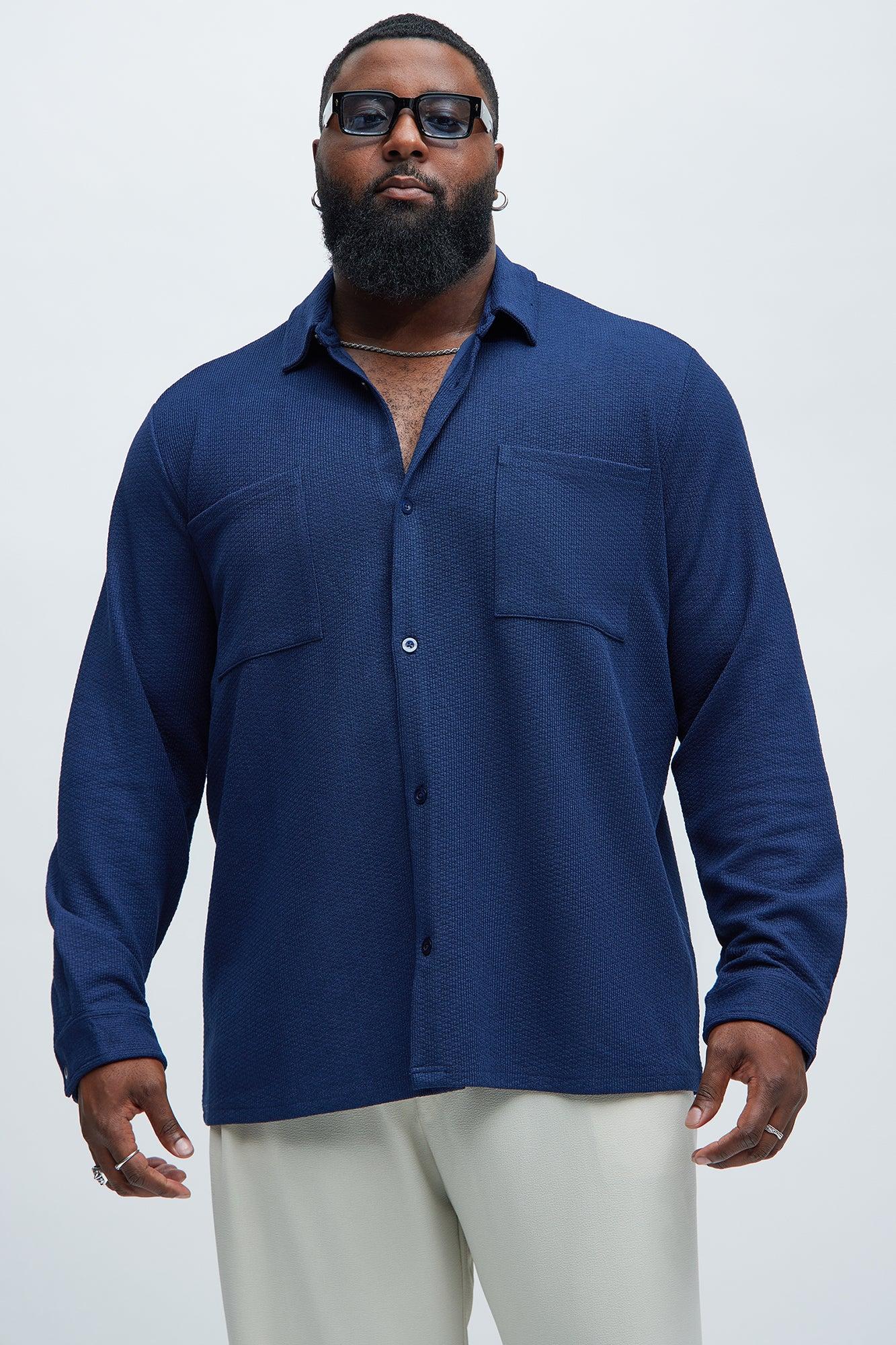 Capstan Textured Button Up Shirt - Navy Product Image