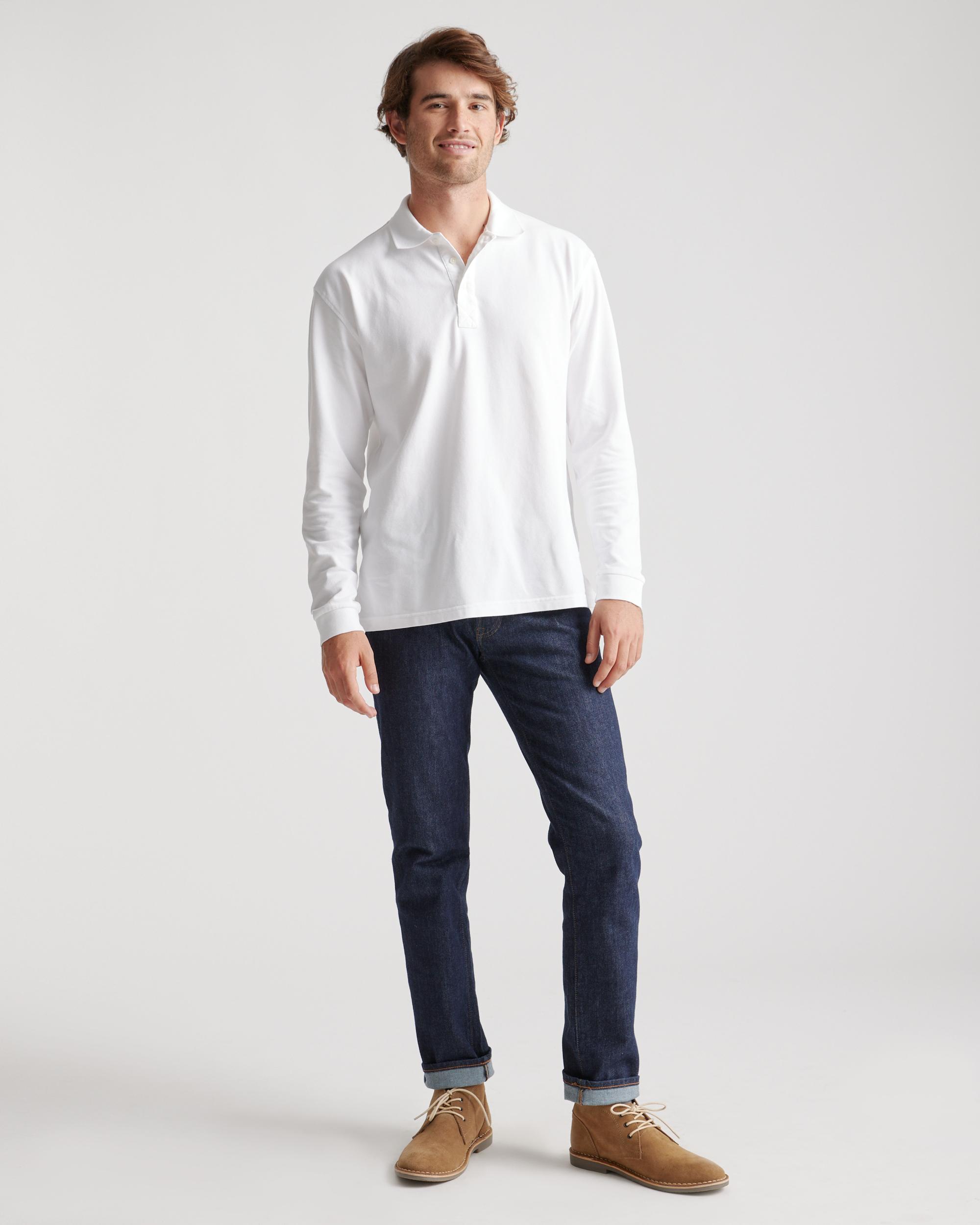 Quince | Men's Long Sleeve Pique Polo Organic Cotton Product Image