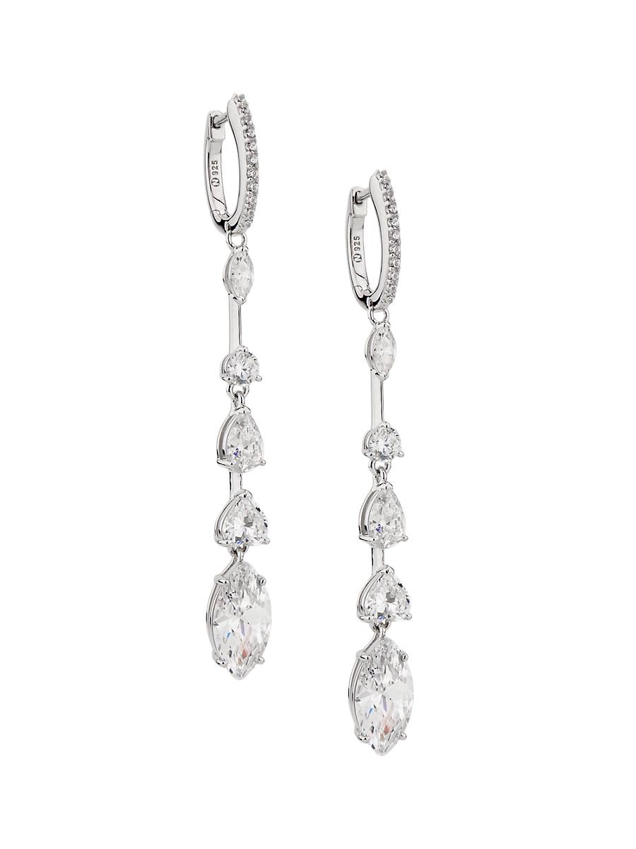 Womens Impress Sterling Silver & Cubic Zirconia Linear Drop Earrings Product Image