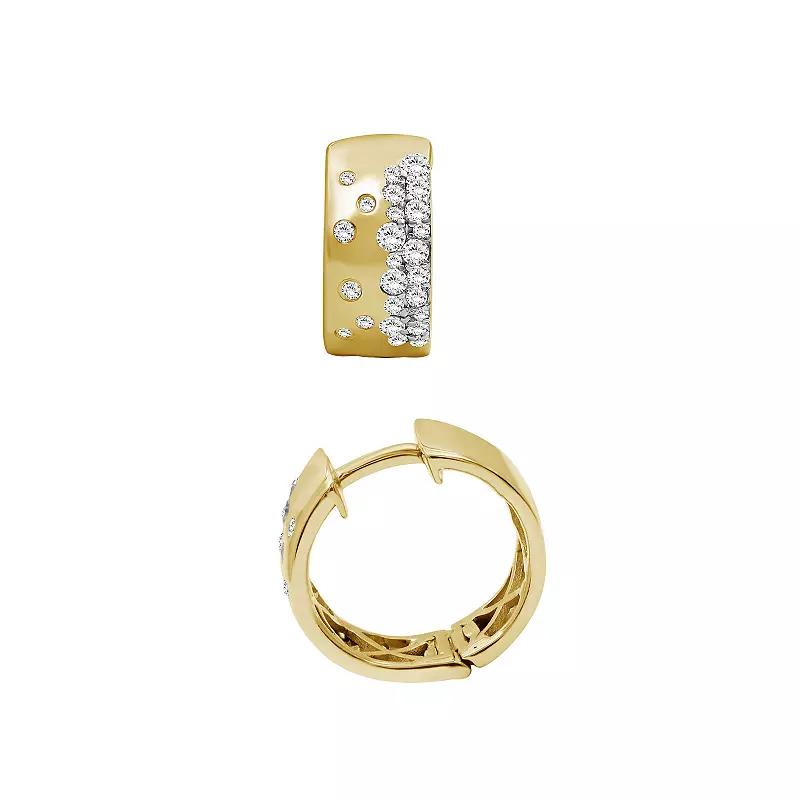 Jewelexcess 14k Gold Over Silver 1/2 Carat T.W. Diamond Hoop Earrings, Women's, Gold Tone Product Image