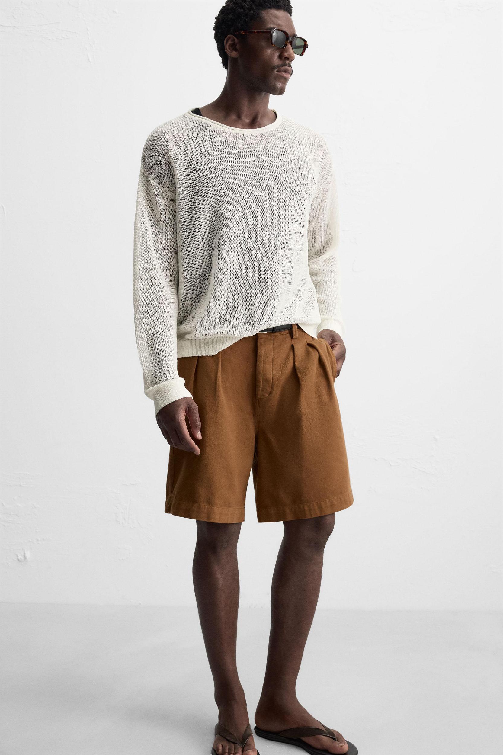 RELAXED FIT PLEATED BERMUDA SHORTS Product Image
