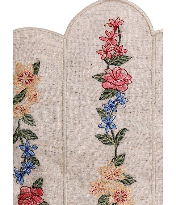 Agua Bendita Serenity Blush Floral Embroidered Halter Neck Scallop Crop Top Product Image