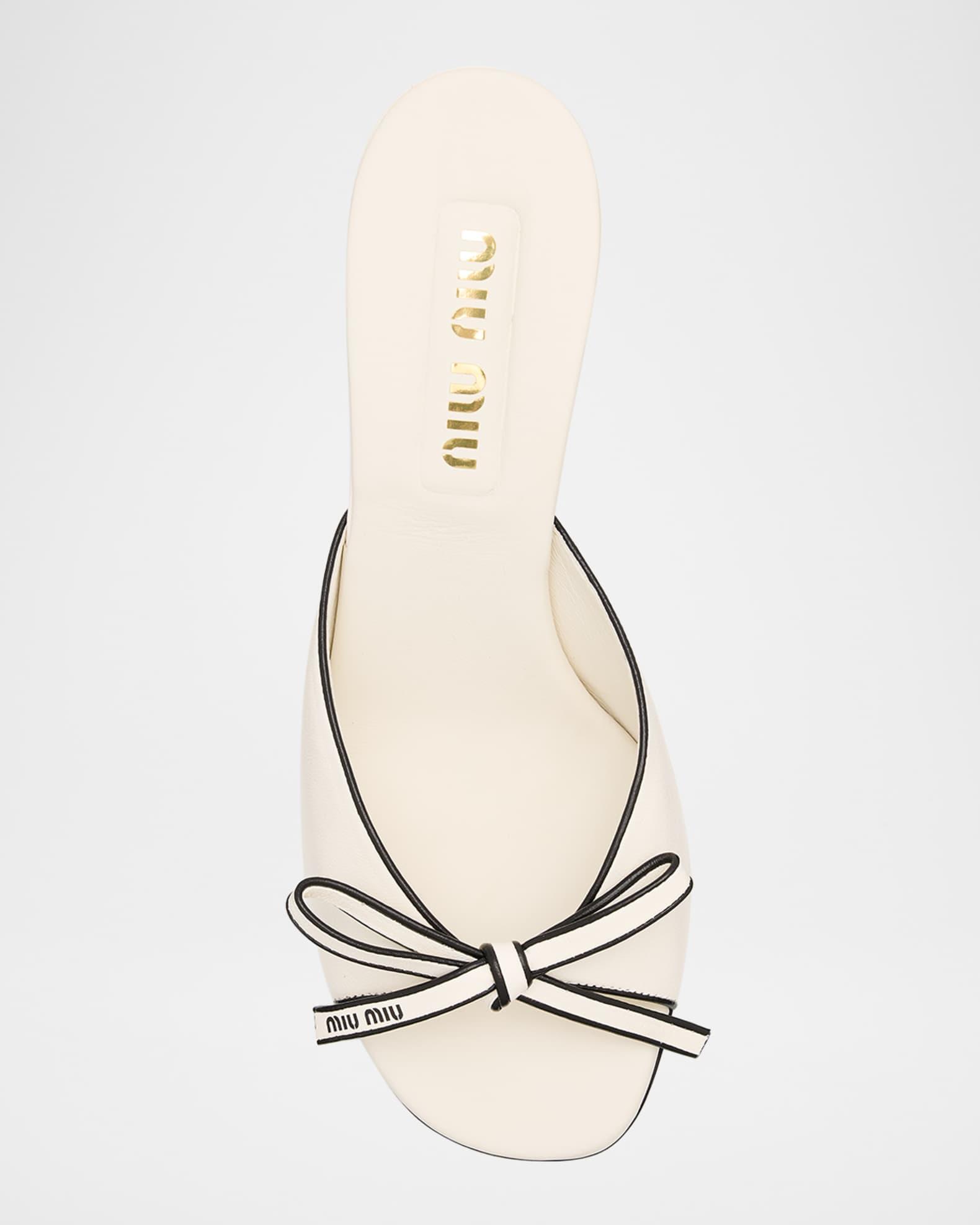 Nappa Leather Bow Mule Sandals Product Image