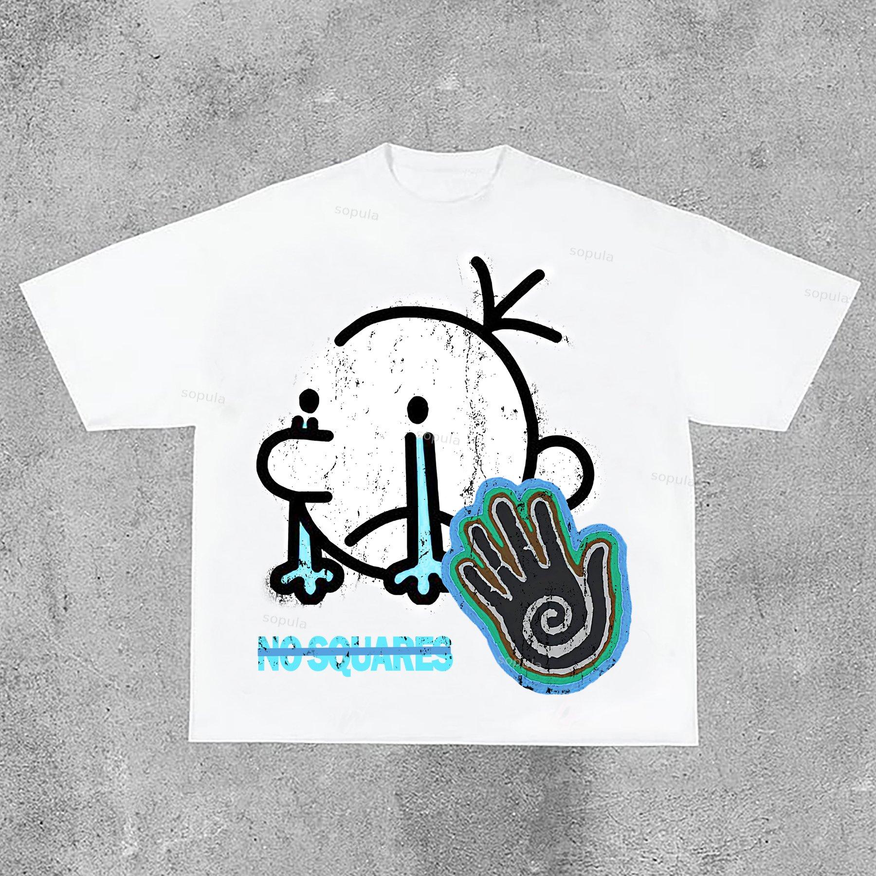 Sopula Men's No Squares Retro Street Graphic Cotton T-Shirt Product Image