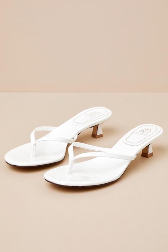 Brissa White Patent Kitten Heel Thong Sandals Product Image