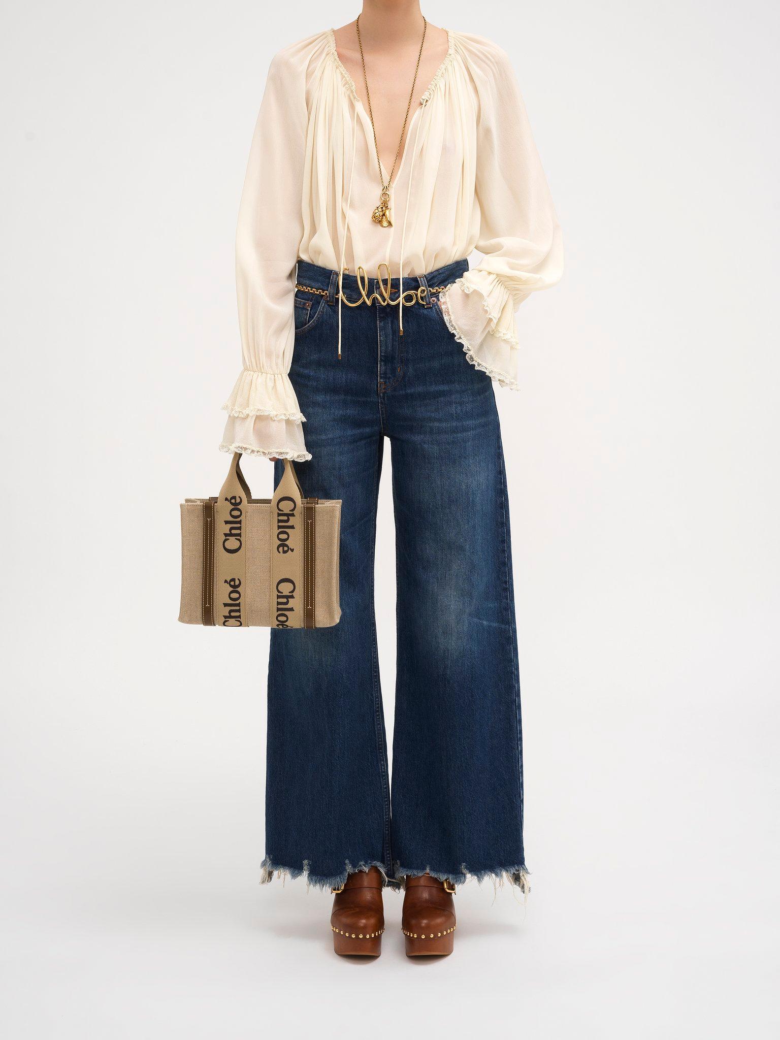 Small Woody tote bag in linen Product Image