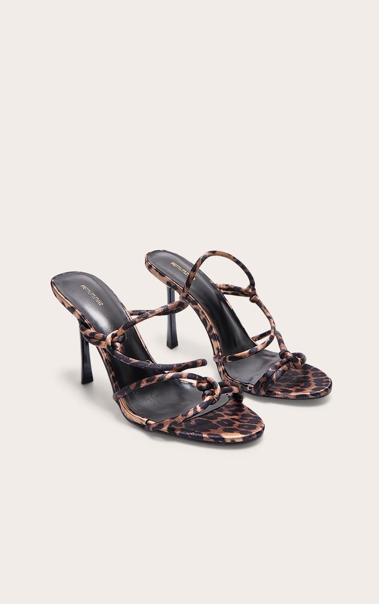 Leopard Satin Round Toe Heeled Mules Product Image