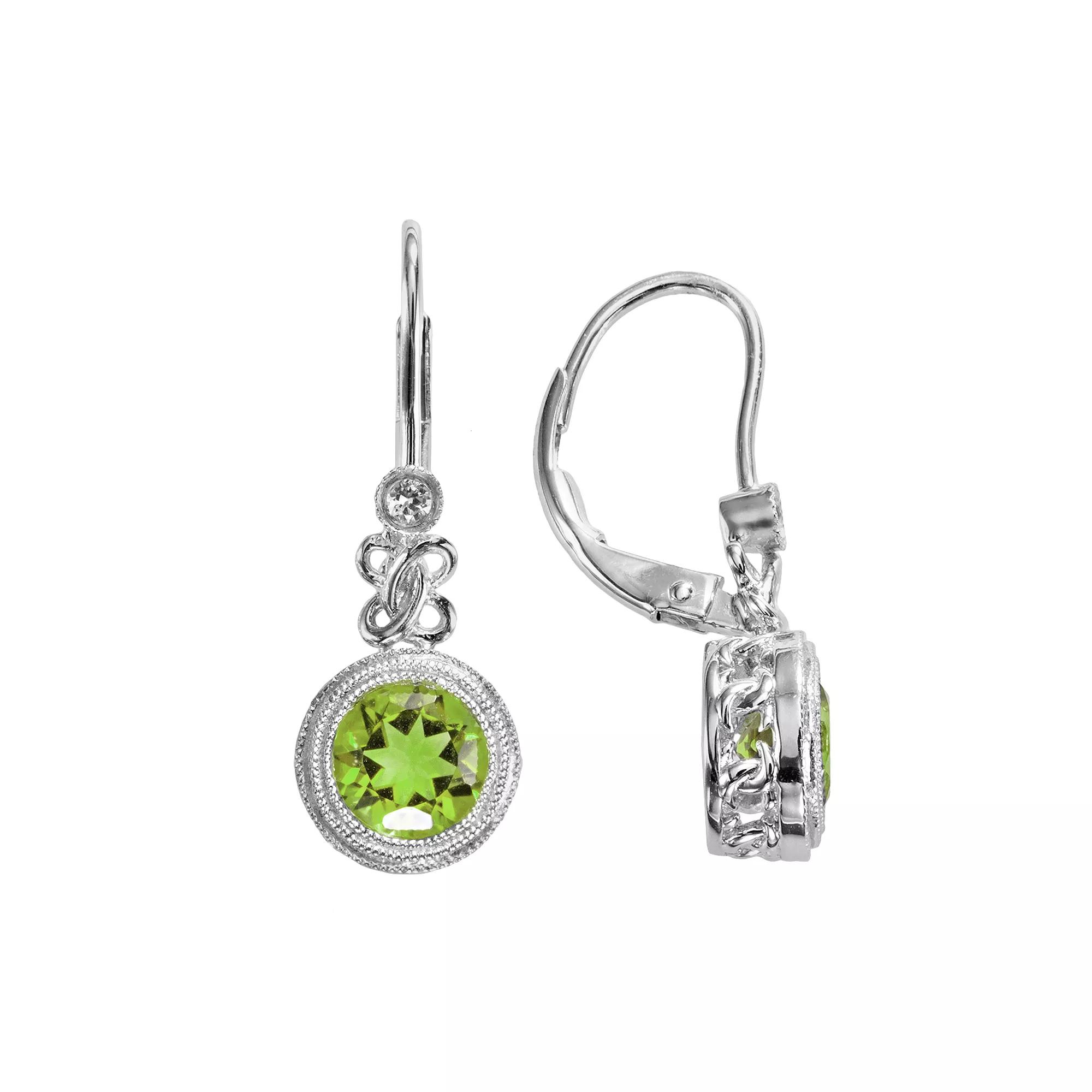 Sterling Silver Peridot & Lab-Created White Sapphire Drop Earrings, Women's Product Image