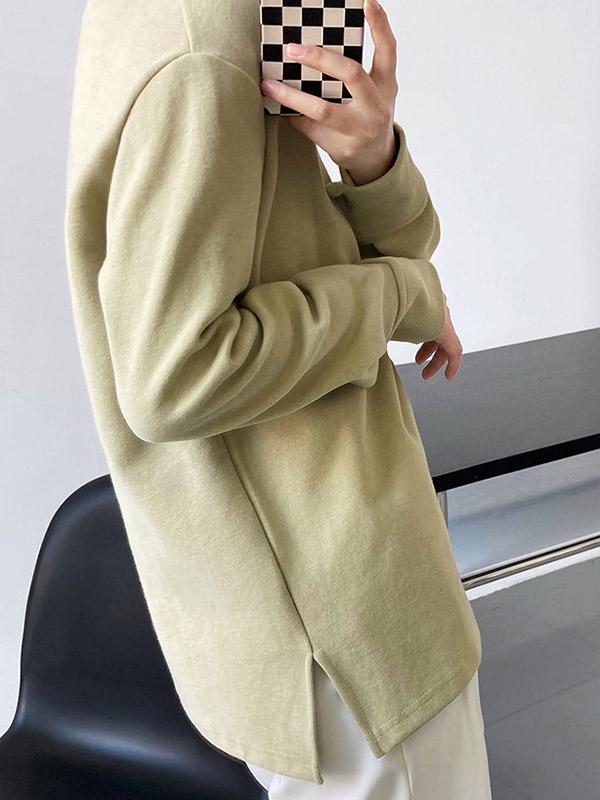 3 Colors Loose Casual Solid Color Split-Side T-Shirt Top Product Image