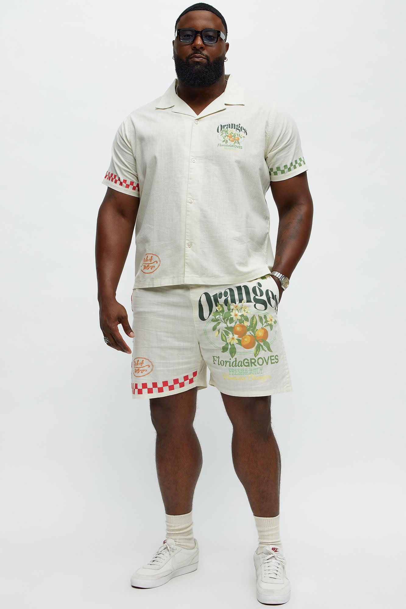 Florida Oranges Relaxed Drawstring Short - Cream Product Image