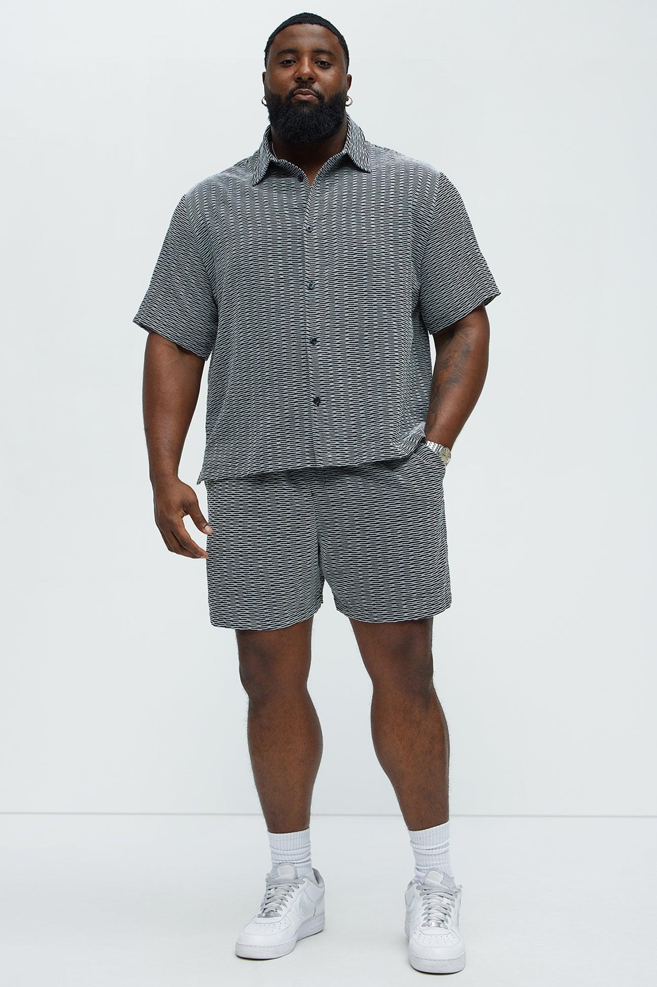 Textured Chenille Pattern Shorts - Black/White Product Image