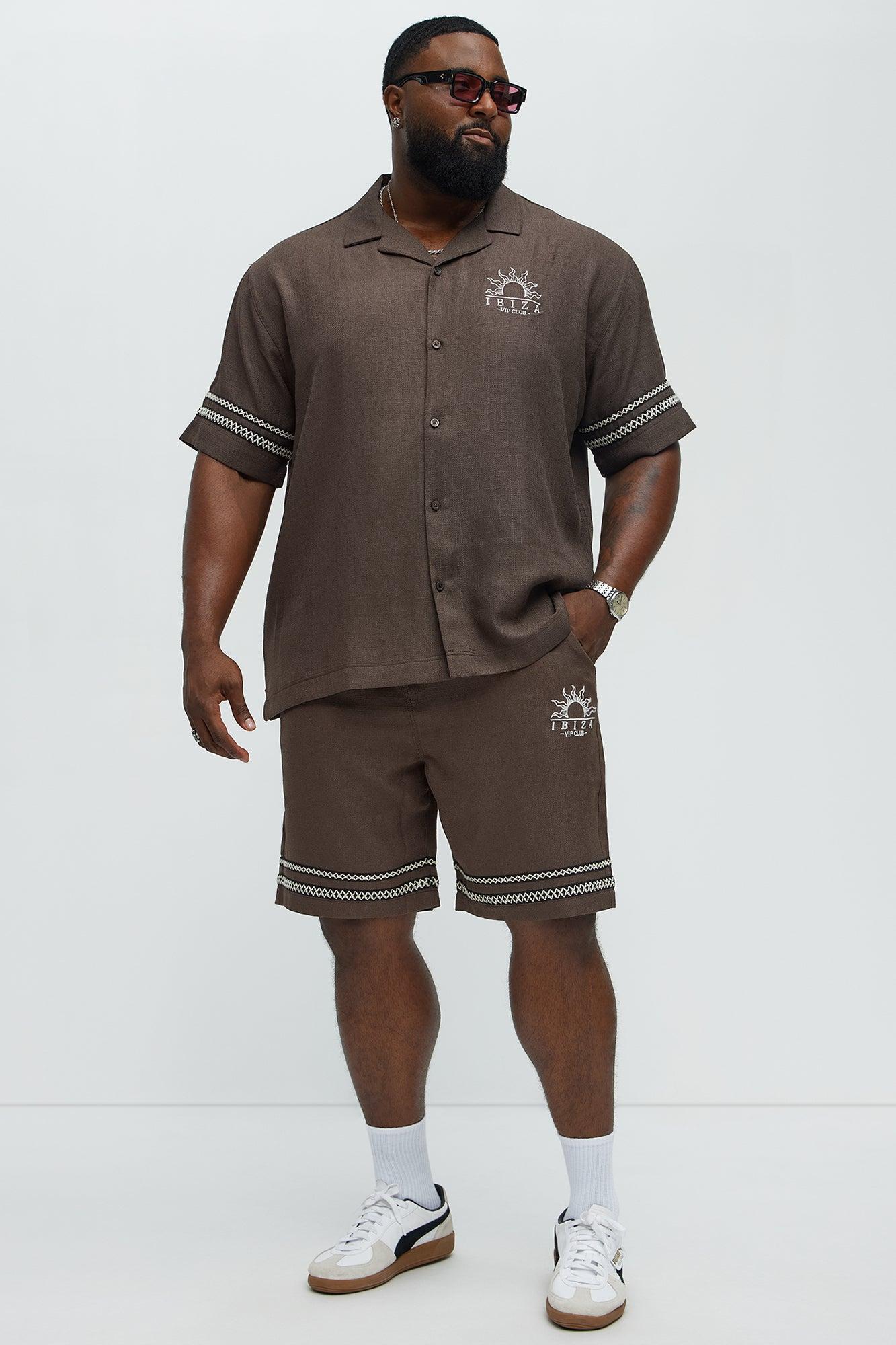 Ibiza VIP Club Linen Like Relaxed Shorts - Chocolate Product Image
