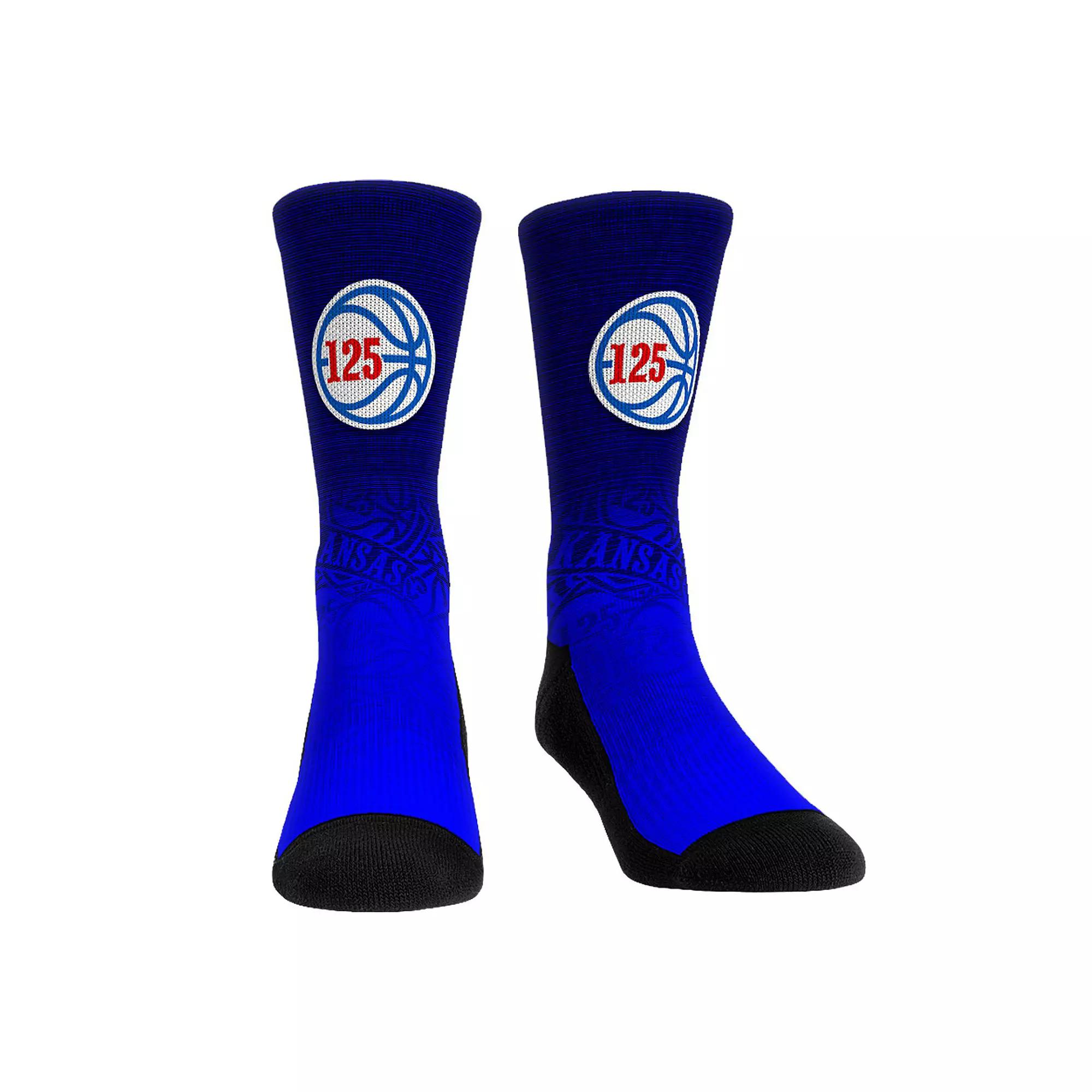 Youth Rock Em Socks Kansas Jayhawks 125th Season Lines Basketball Crew Socks, Kids Unisex,  Product Image