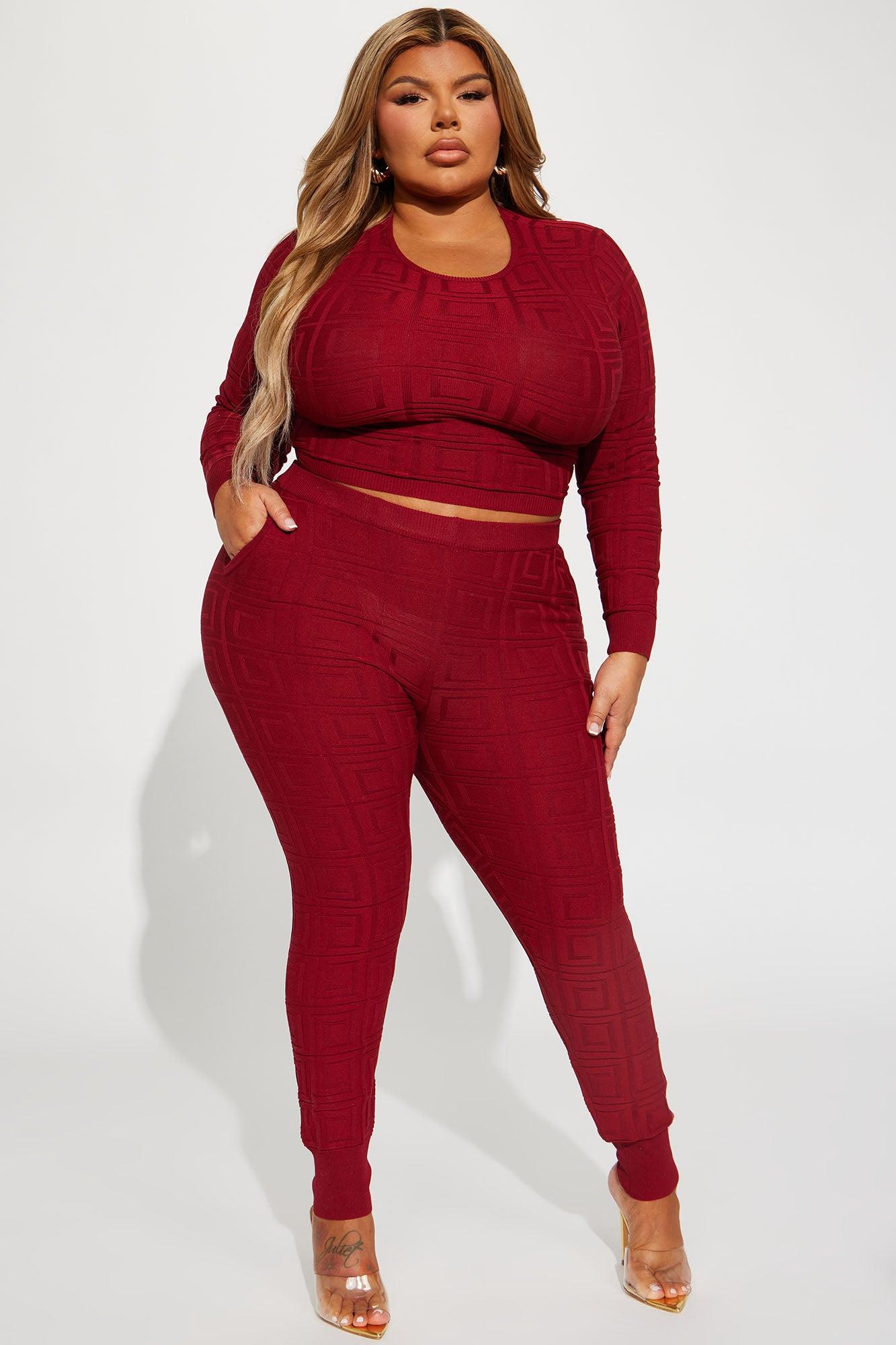 Never Complaining Sweater Legging Set - Burgundy Product Image