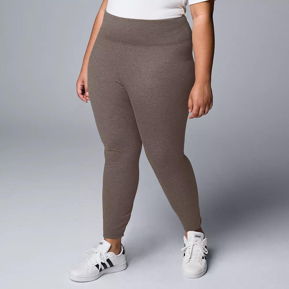 Plus Size Simply Vera Vera Wang High Rise Fleece-Lined Leggings, Women's, Size: 1XL, Light Fudge Grey Product Image