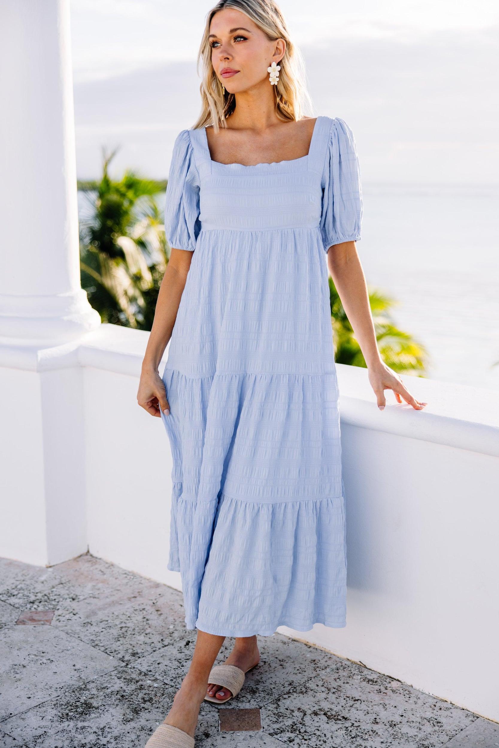Think About It Light Blue Midi Dress Female Product Image
