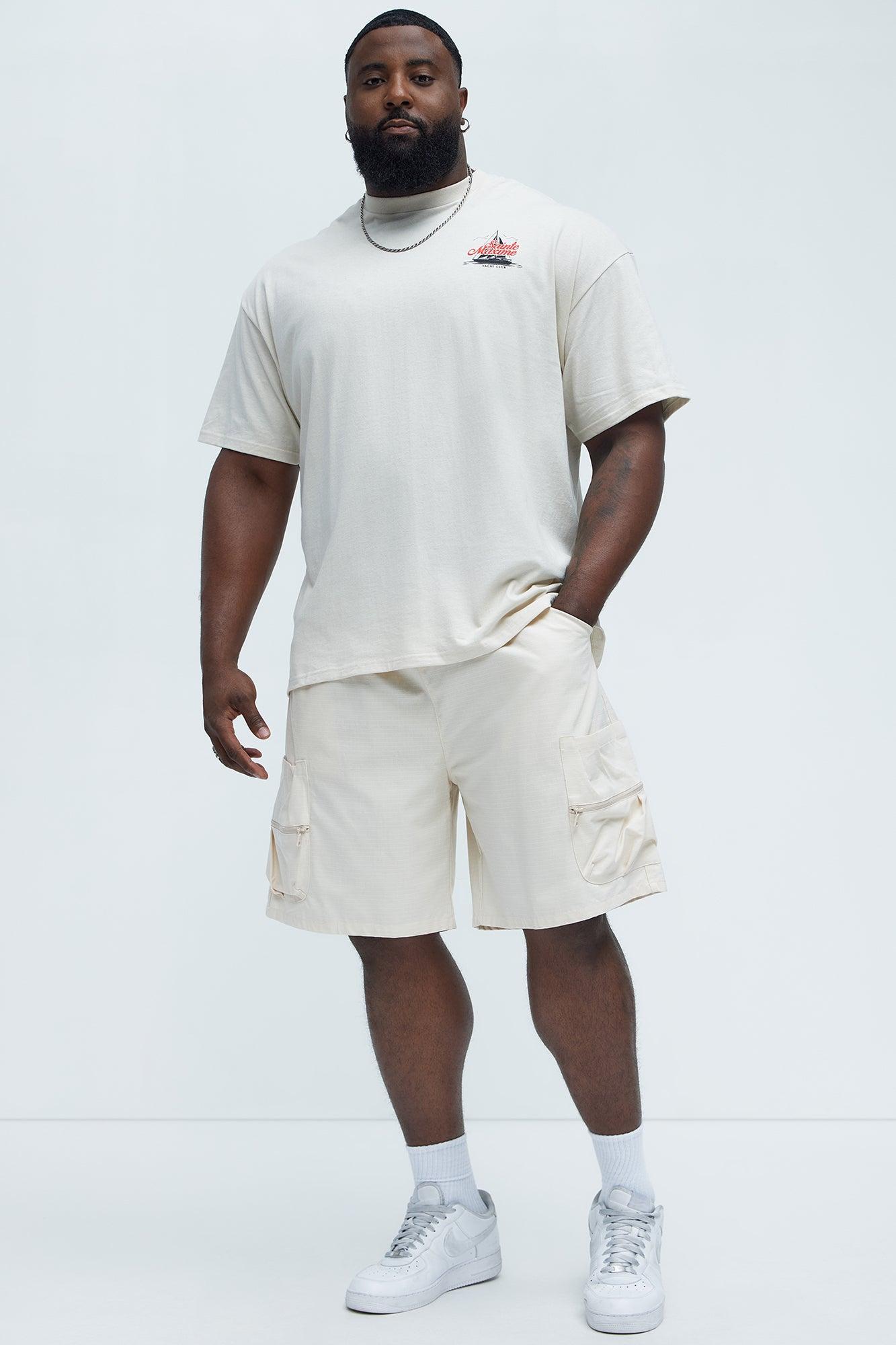Stacked Ripstop Relaxed Cargo Shorts - Khaki Product Image