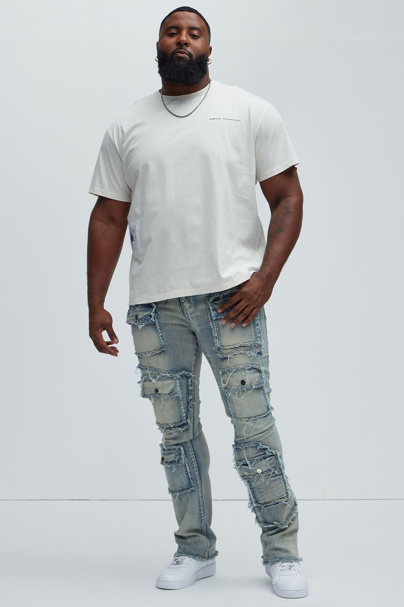 Let's Go Fray Cargo Skinny Flare Jeans - Light Wash Product Image