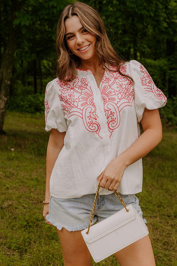 Myrtle Beach Brunch Embroidered Top in Pink Product Image