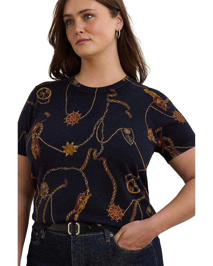 Plus Size Cable-Knit Cotton Polo Sweater Product Image