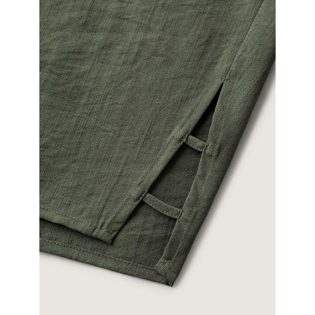 Plus Size Stretchy Waist Straight-Leg Capri Pants Women ArmyGreen Boho Straight Leg Mid Rise Vacation Pants BloomChic 12/L Product Image