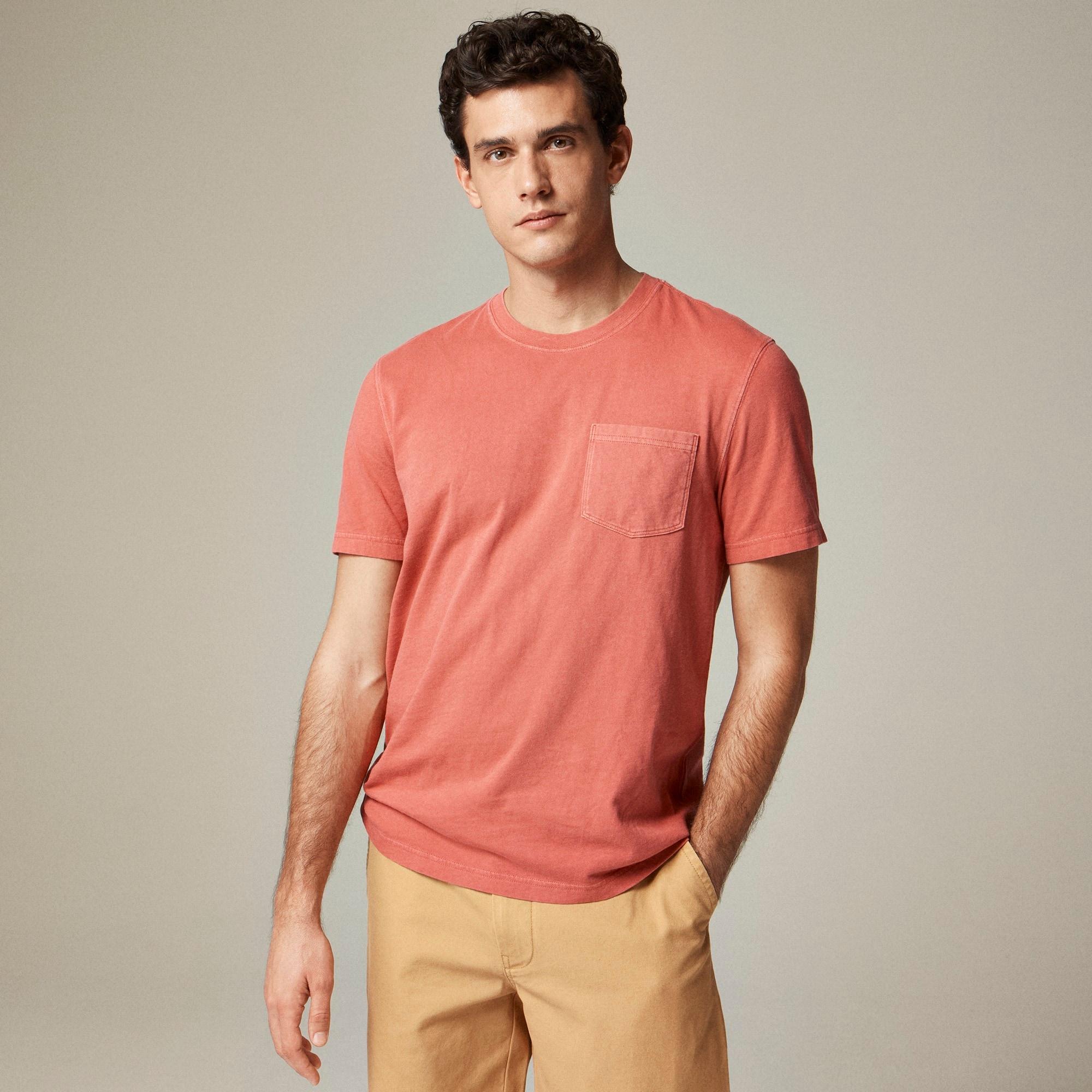 Vintage-wash cotton pocket T-shirt Product Image