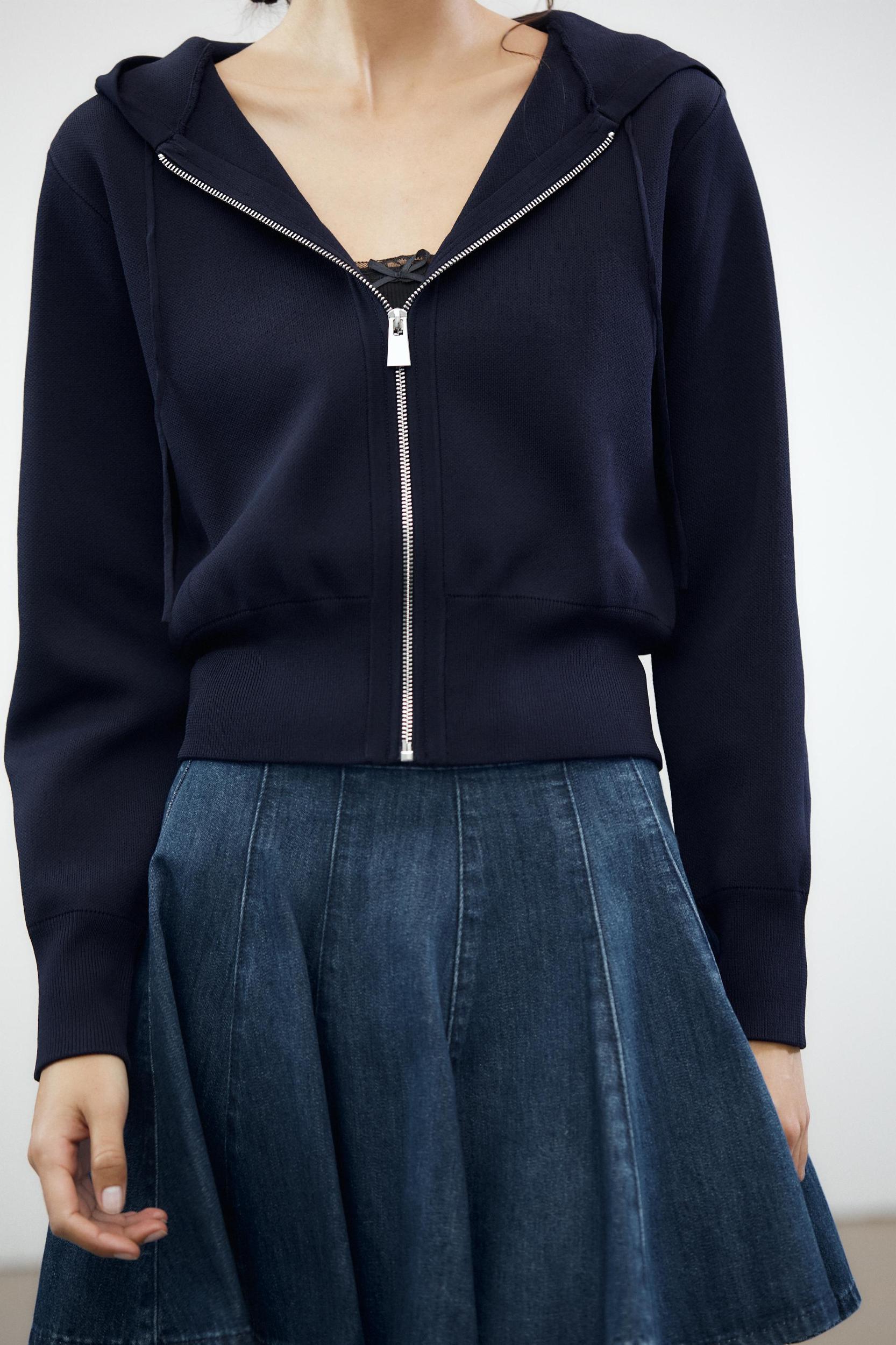 PLAIN HOODED CARDIGAN Product Image