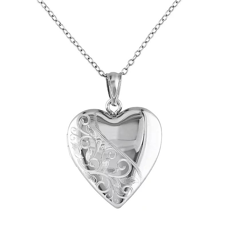 Stella Grace Sterling Silver Filigree Heart Locket Necklace, Women's, Size: 18", White Product Image
