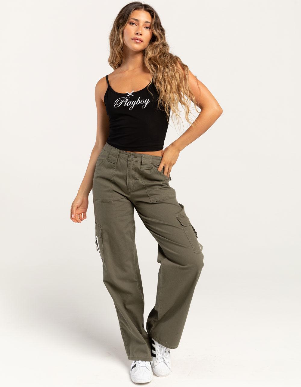 PLAYBOY Satin Bow Womens Tank Top - BLACK Product Image