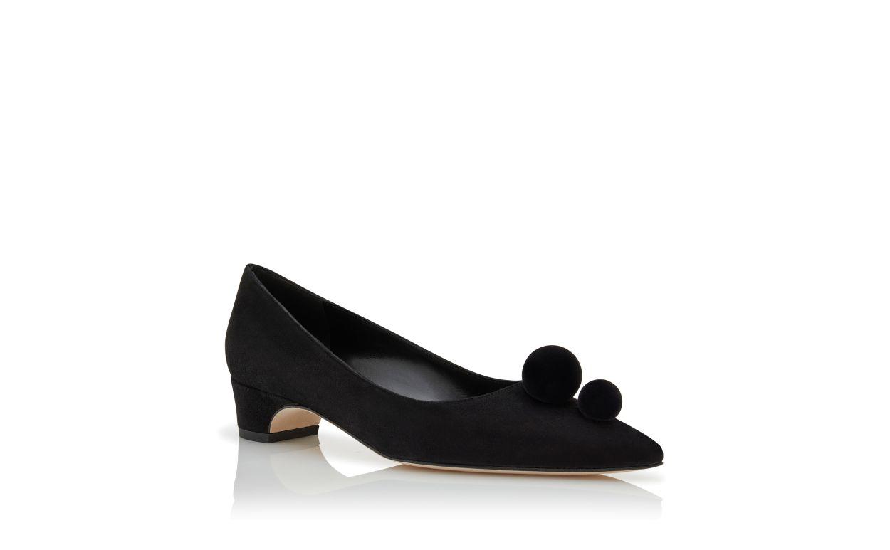 PIERABA Black Suede Pom Pom Detail Pumps Product Image